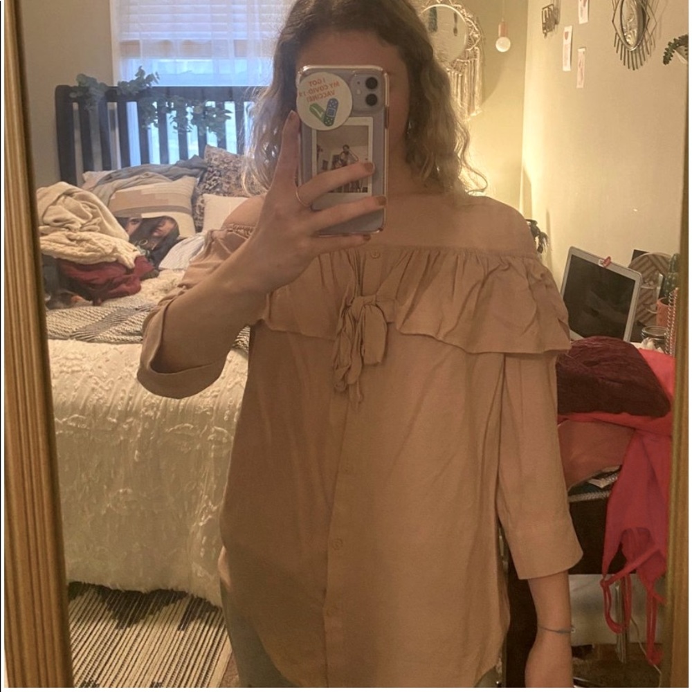 Pink off the shoulder blouse